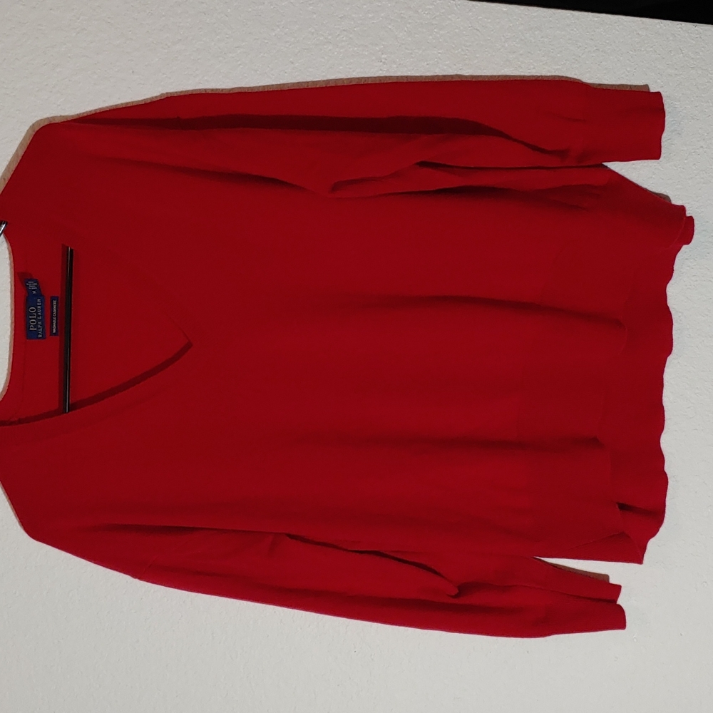 Polo Ralph Lauren washable cashmere red sweater. size medium